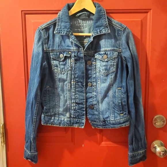 Aero distressed pleated Jean jacket. EUC Med - Picture 8 of 10